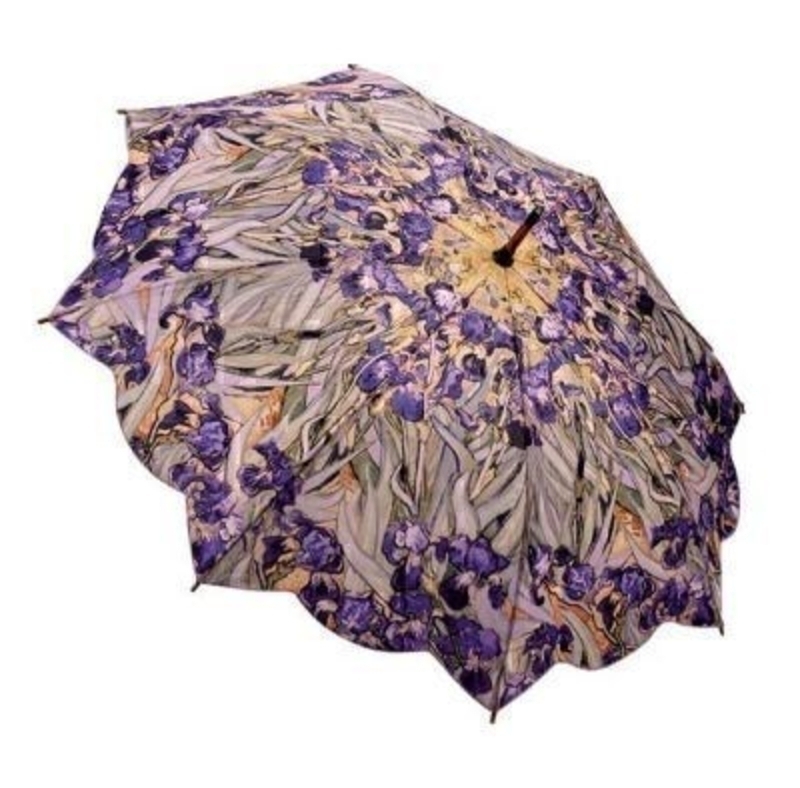Galleria Van Gogh Iris Umbrella - Stick Another fantastic design from the Galleria range, with detailing second to none. The illustrated design is 'Irises' by Van Gogh - which makes it very eye catching and the scalloped edges really finish it off. Featuring virtually unbreakable fibreglass rib